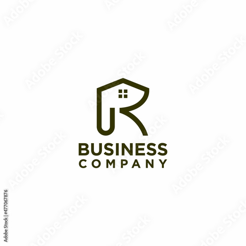 letter R and home logo design vector, construction and building logo concept