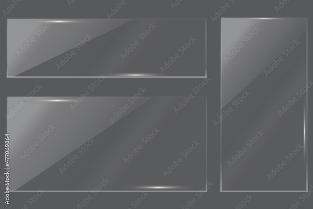 Glass plates icon. Rectangular shape. Overlay effect. Transparent sign. Simple flat art. Vector illustration. Stock image. 
