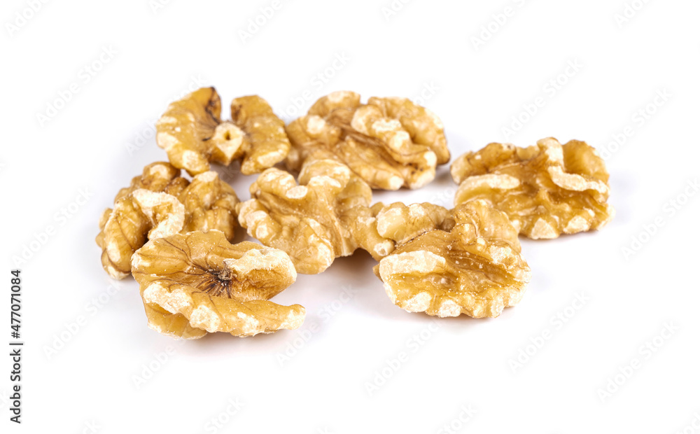 Walnut kernels isolated on white background. Walnut kernels isolated on white background.