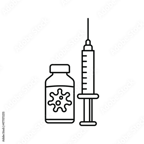 vector medical icon for pandemic vaccine ampoule and syringe. Image of covid-19 vaccine and syringe. Illustration of antiviral vaccine.