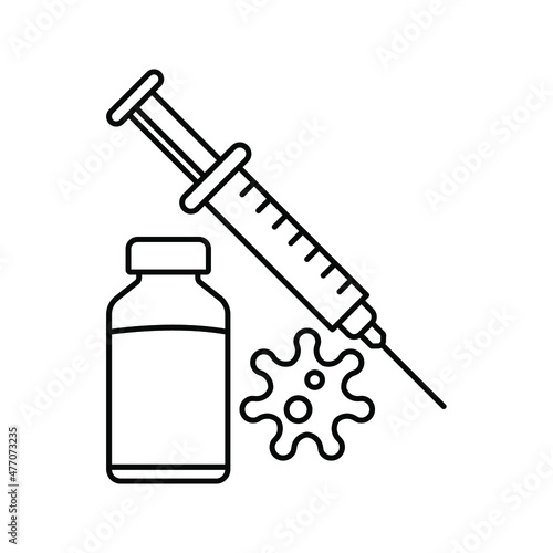 vector medical icon for pandemic vaccine ampoule and syringe. Image of covid-19 vaccine and syringe. Illustration of antiviral vaccine.