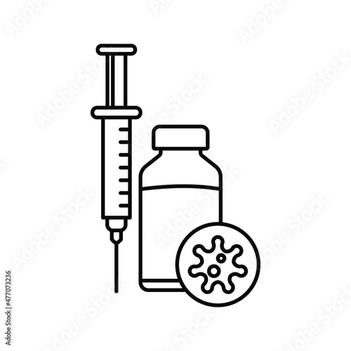 vector medical icon for pandemic vaccine ampoule and syringe. Image of covid-19 vaccine and syringe. Illustration of antiviral vaccine.