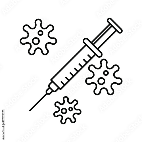 vector medical icon for pandemic vaccine ampoule and syringe. Image of covid-19 vaccine and syringe. Illustration of antiviral vaccine.