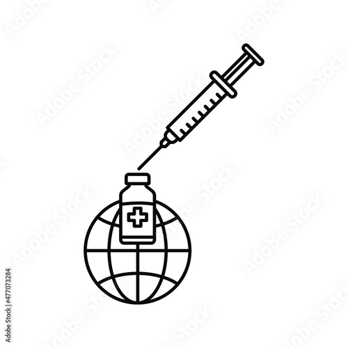 vector medical icon for pandemic vaccine ampoule and syringe. Image of covid-19 vaccine and syringe. Illustration of antiviral vaccine.