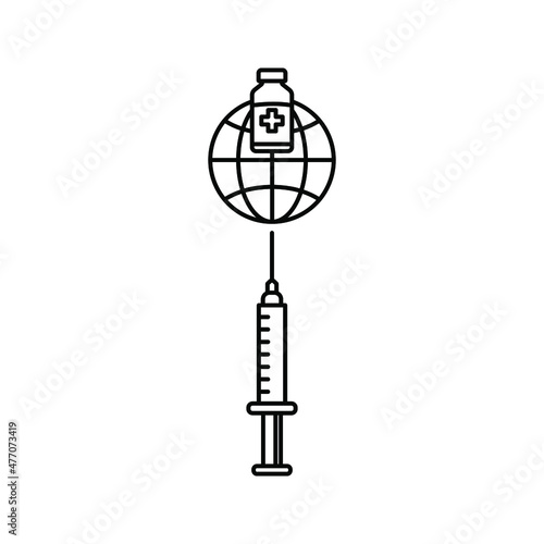 vector medical icon for pandemic vaccine ampoule and syringe. Image of covid-19 vaccine and syringe. Illustration of antiviral vaccine.