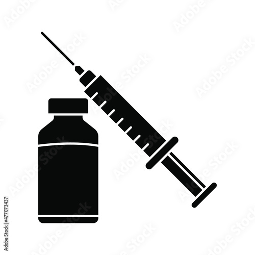 vector medical icon for pandemic vaccine ampoule and syringe. Image of covid-19 vaccine and syringe. Illustration of antiviral vaccine.