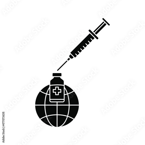 vector medical icon for pandemic vaccine ampoule and syringe. Image of covid-19 vaccine and syringe. Illustration of antiviral vaccine.