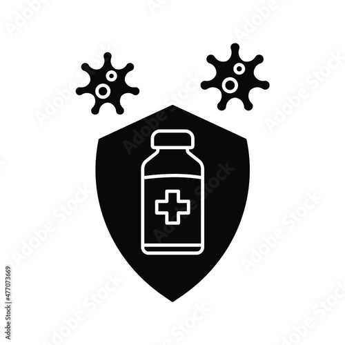 vector medical icon for pandemic vaccine ampoule and syringe. Image of covid-19 vaccine and syringe. Illustration of antiviral vaccine.