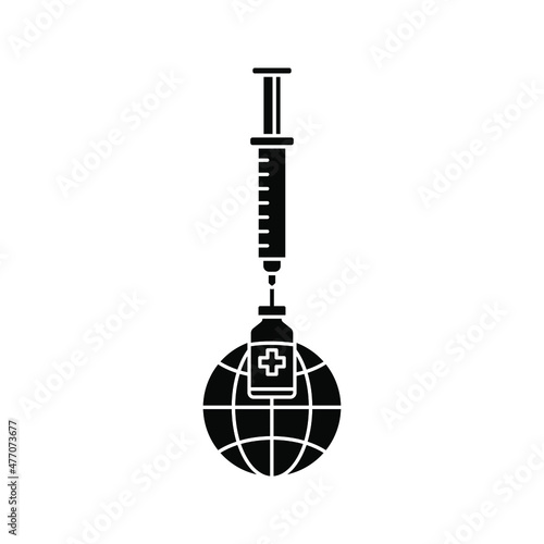 vector medical icon for pandemic vaccine ampoule and syringe. Image of covid-19 vaccine and syringe. Illustration of antiviral vaccine.