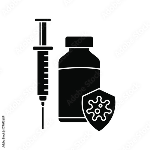 vector medical icon for pandemic vaccine ampoule and syringe. Image of covid-19 vaccine and syringe. Illustration of antiviral vaccine.
