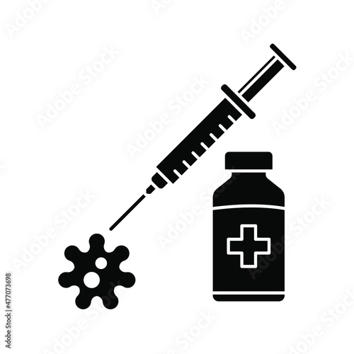 vector medical icon for pandemic vaccine ampoule and syringe. Image of covid-19 vaccine and syringe. Illustration of antiviral vaccine.