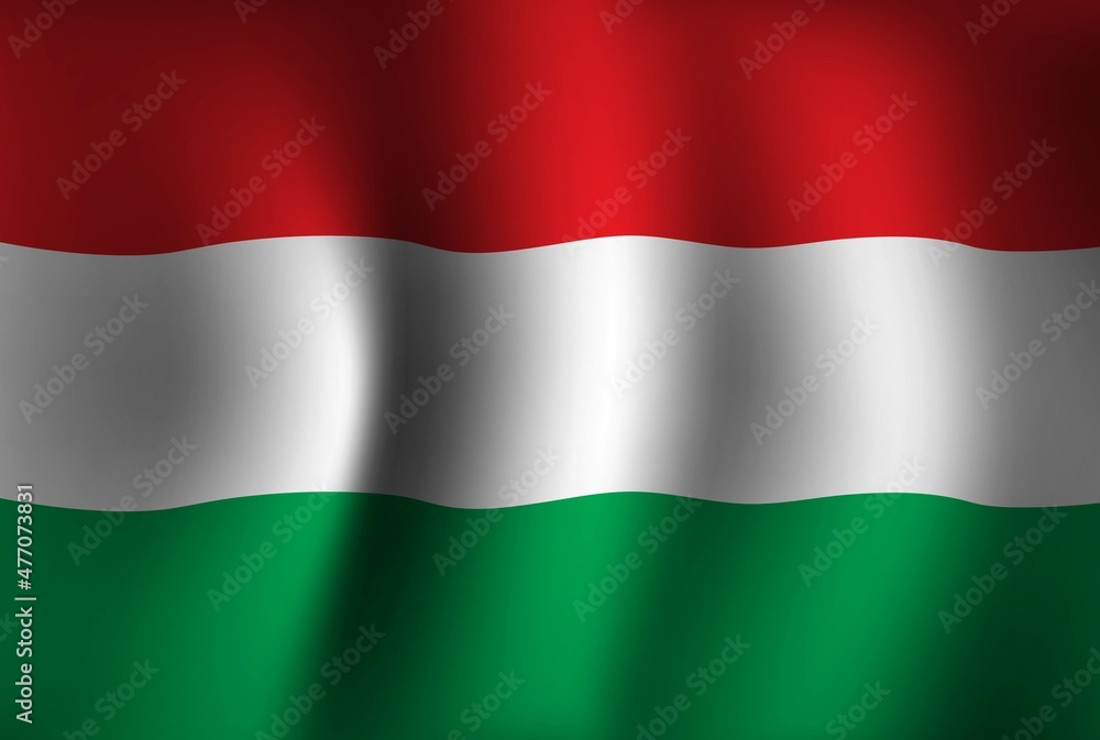 Fototapeta premium Hungary Flag Background Waving 3D. National Independence Day Banner Wallpaper