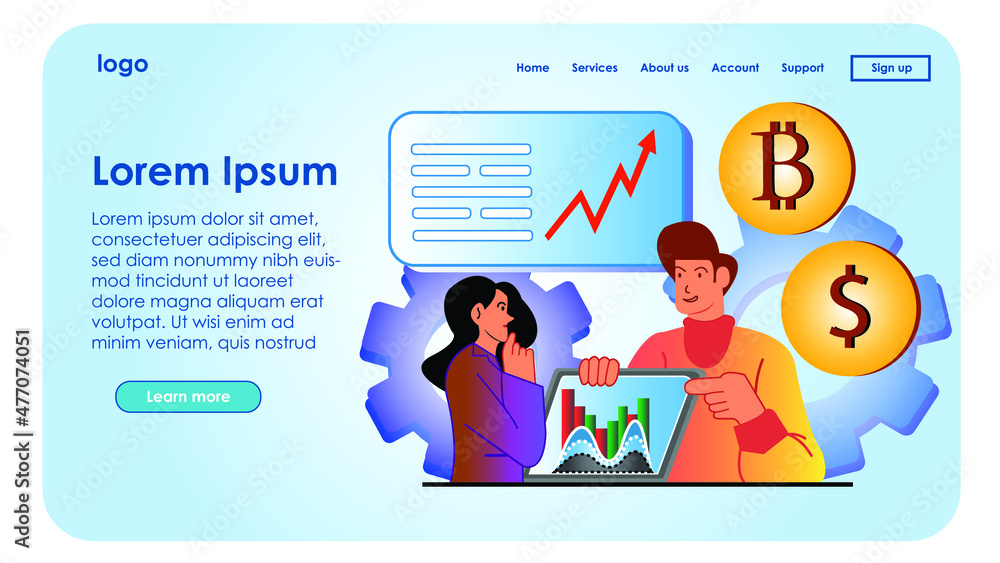 Vector concept illustration - cryptocurrency mining strategy analysis with bitcoins. Modern bright banner, site template with place for your text. Landing page bitcoin cryptocurrency Vector concept illustration - cryptocurrency mining strategy analysis with bitcoins. Modern bright banner, site template with place for your text. Landing page bitcoin cryptocurrency