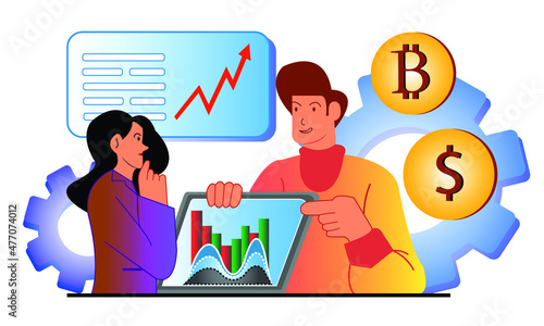 Cryptocurrency exchange. Blockchain technology, bitcoin, altcoins, cryptocurrency mining, finance, digital money market, cryptocoin wallet, crypto exchange Flat design vector illustration
