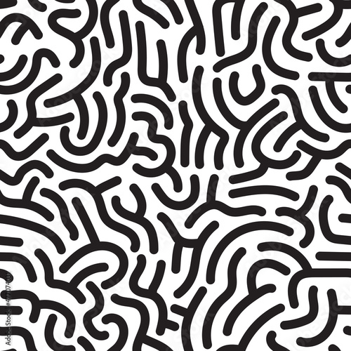 Seamless pattern. Abstract black doodles  curls. Vector background