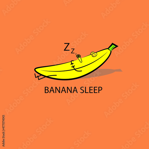 cute banana sleep cartoon