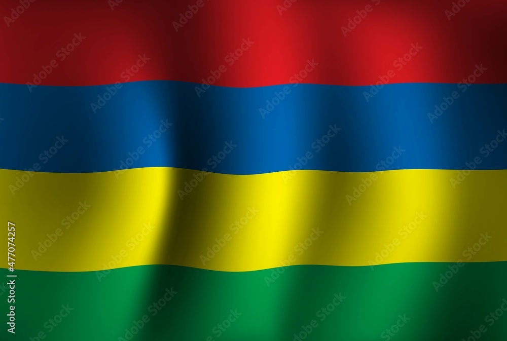 Fototapeta premium Mauritius Flag Background Waving 3D. National Independence Day Banner Wallpaper