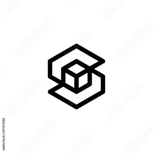 s initial cube logo design vector template