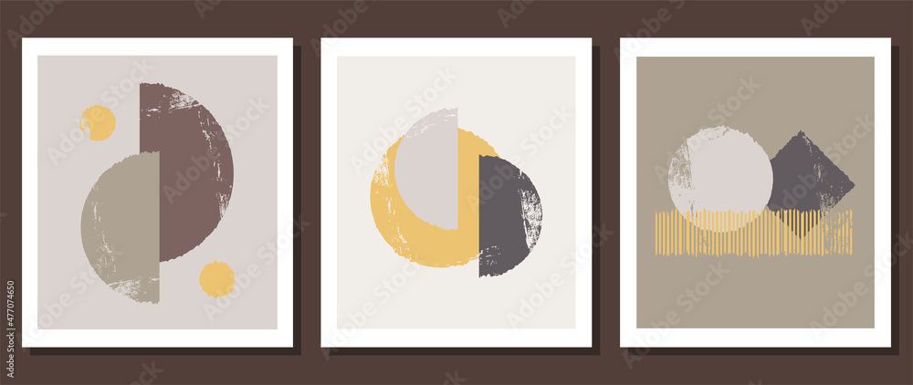 Simple forms. Design of modern art. A set of postcards, posters, backgrounds with abstract compositions.