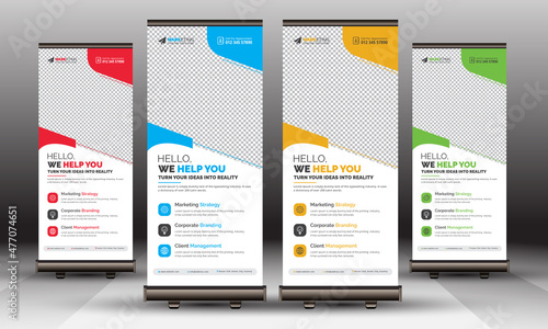 Modern Simple Clean Corporate Business Stylish Roll Up Banner Standee Template, Modern X Banner Signage Unique Design for Office, Company, Multipurpose Use