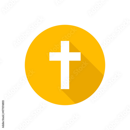 Religion cross flat icon with shadow