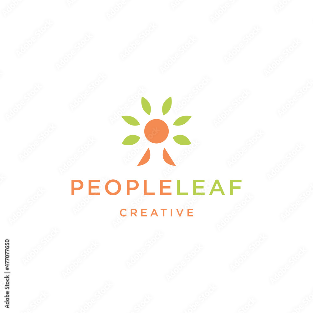 People Leaf logo icon flat design template 