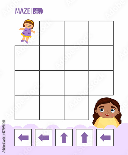 Maze game for children. Help the girl find her favorite doll