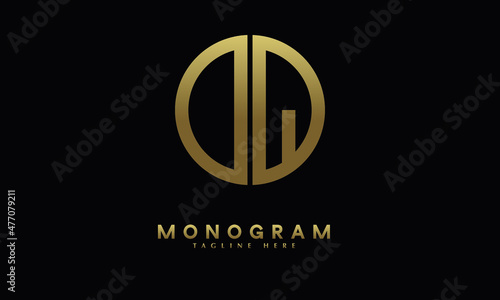 Alphabet OQ or QO illustration monogram vector logo template in round shape