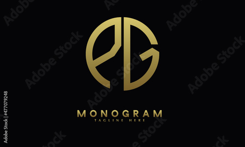 Alphabet PG or GP illustration monogram vector logo template in round shape