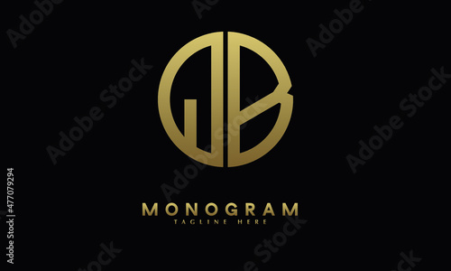 Alphabet QB or BQ illustration monogram vector logo template in round shape