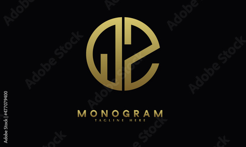 Alphabet QZ or ZQ illustration monogram vector logo template in round shape