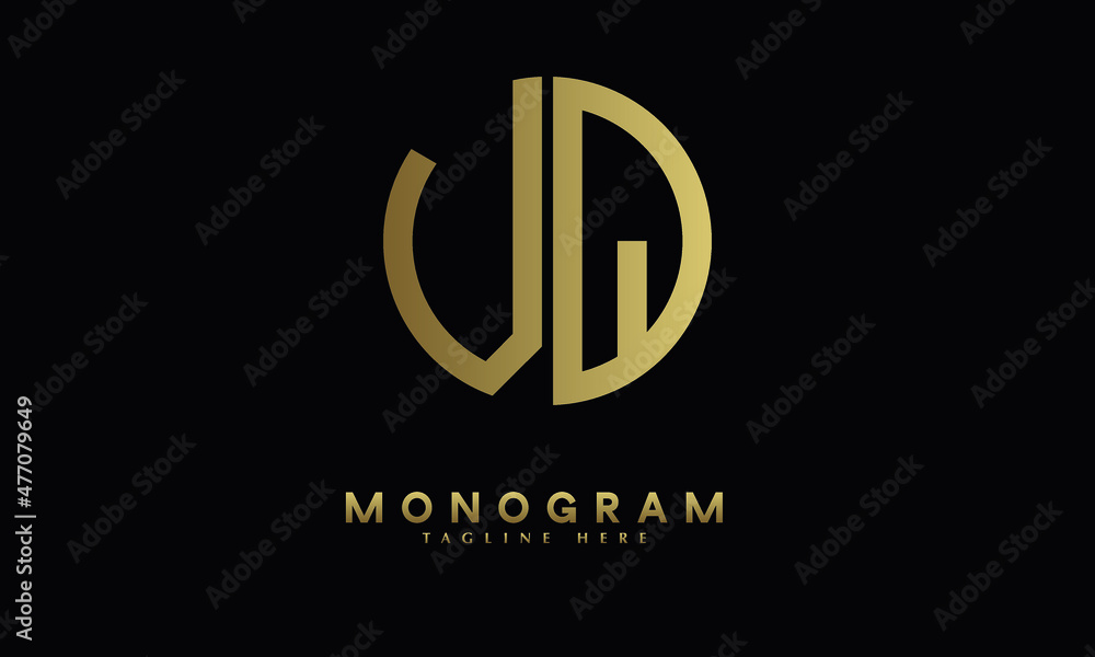Alphabet VQ or QV illustration monogram vector logo template in round shape