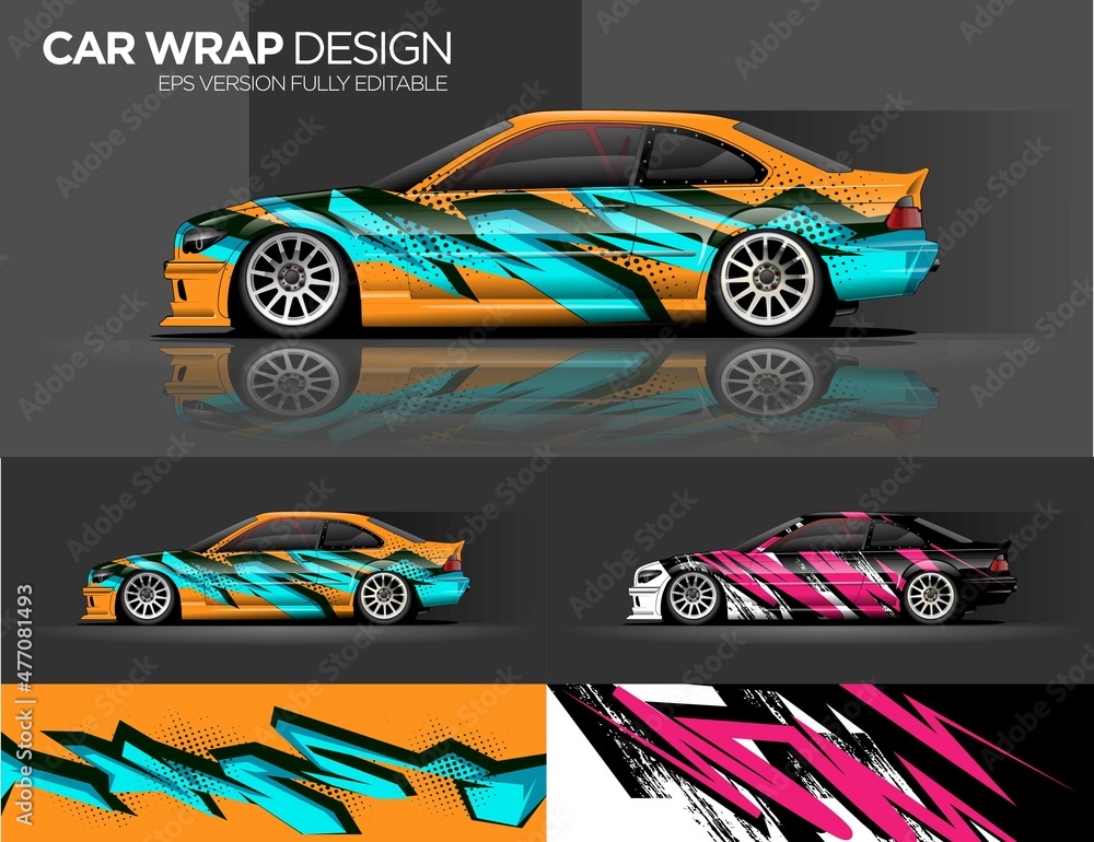 Car decal, Graphic abstract stripe racing background kit designs for ...