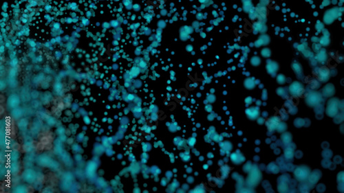 Abstract blue green glowing bright background with bokeh.