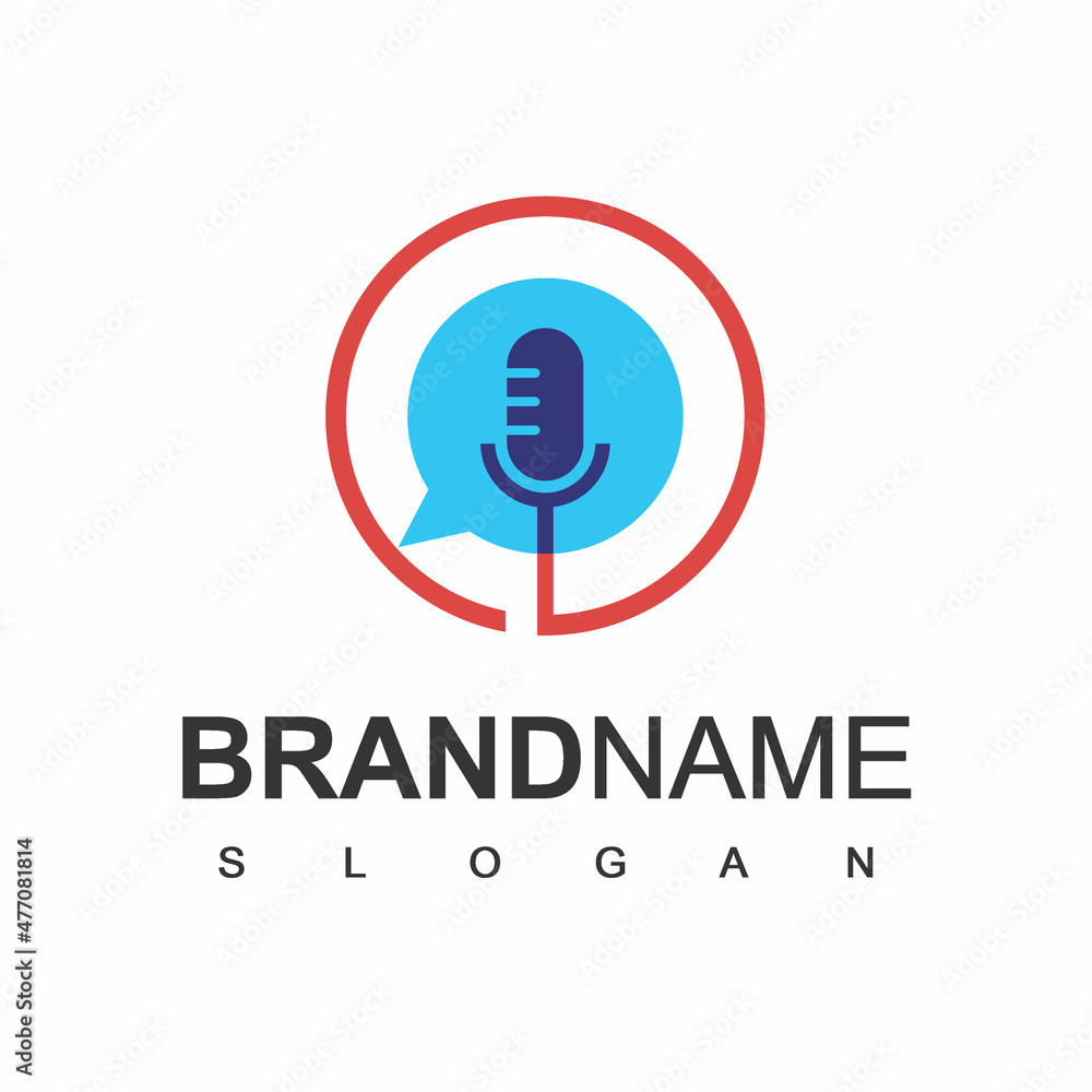 Podcast Logo Design Template, Microphone Icon Design Podcast Logo Design Template, Microphone Icon Design