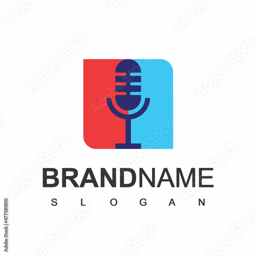 Podcast Logo Design Template, Microphone Icon Design