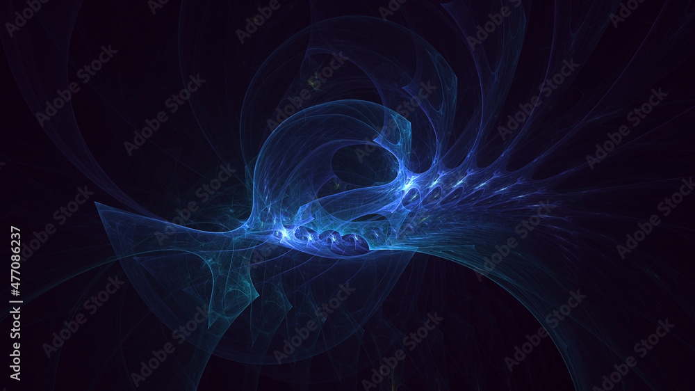 3D rendering abstract blue fractal light background