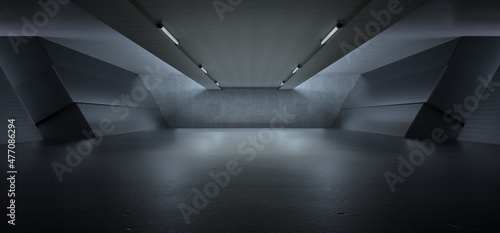 Foto Advanced background High end scenario concrete wall 3D rendering booth Exhibitio