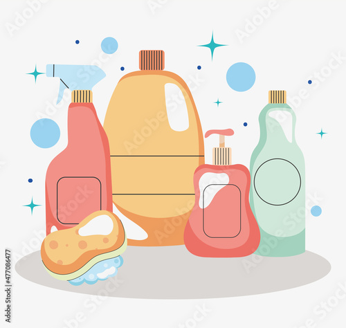 cleaning bottles illustration