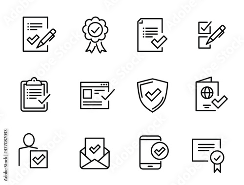 Simple Set of Approve Related Vector Line Icons.