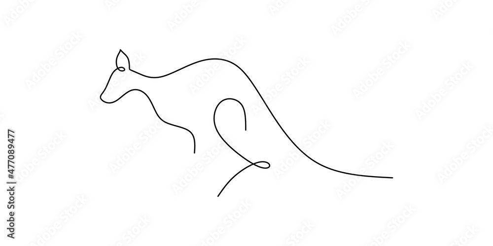 Continuous one single line of a kangaroos for australia day celebration.
