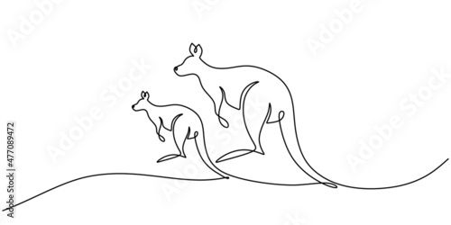 Continuous one single line of two kangaroos standing for australia day celebration.