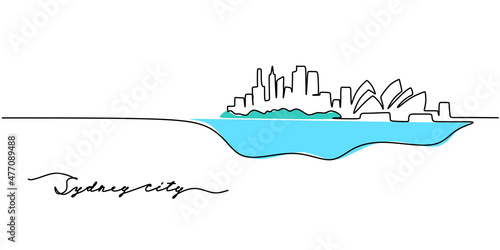 Photography Continuous one single line of sydney city silhouette for australia day celebration