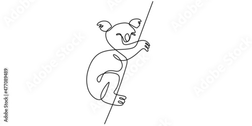 Continuous one single line of cute koala sleeping for australia day celebration.