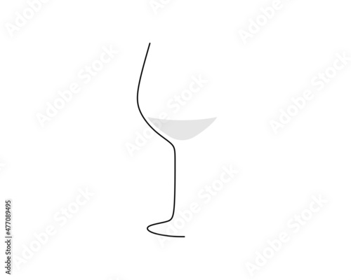 Continuous one single line of White Wine Glass isolated on white background.