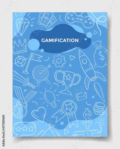 gamification life technology concept with doodle style for template of banners, flyer, books, and magazine cover