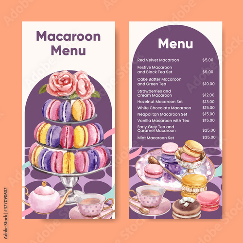 Flyer template with macaron sweet concept,watercolor style