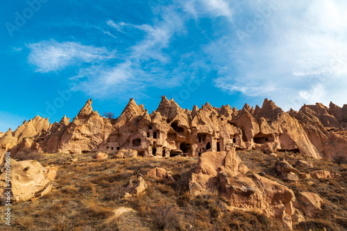 Panaromic view of the National Park of Zelve Valley  Nevsehir  Cappadocia  Turkey. Rock Formations in Zelve Valley.