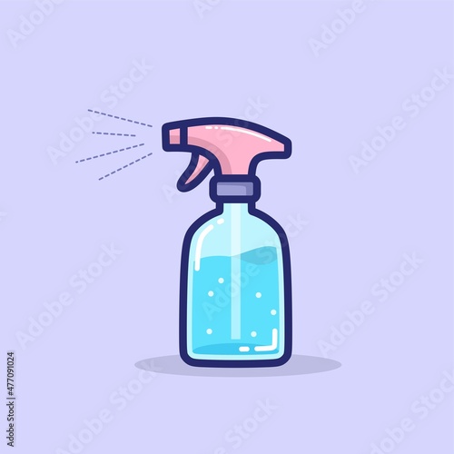 Cleaning spray bottle cartoon icon. vector illustration
