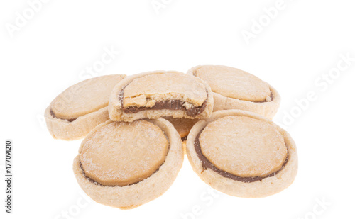 cookies with chocolate nut cream isolate